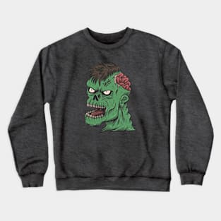 Cool Zombie Head Illustration Crewneck Sweatshirt